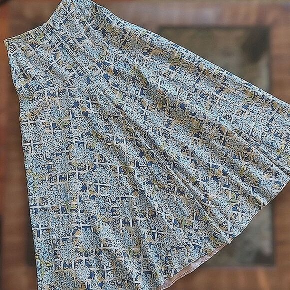 Vtg 70s blue floral print crop blouse & maxi skirt set - Picture 10 of 16